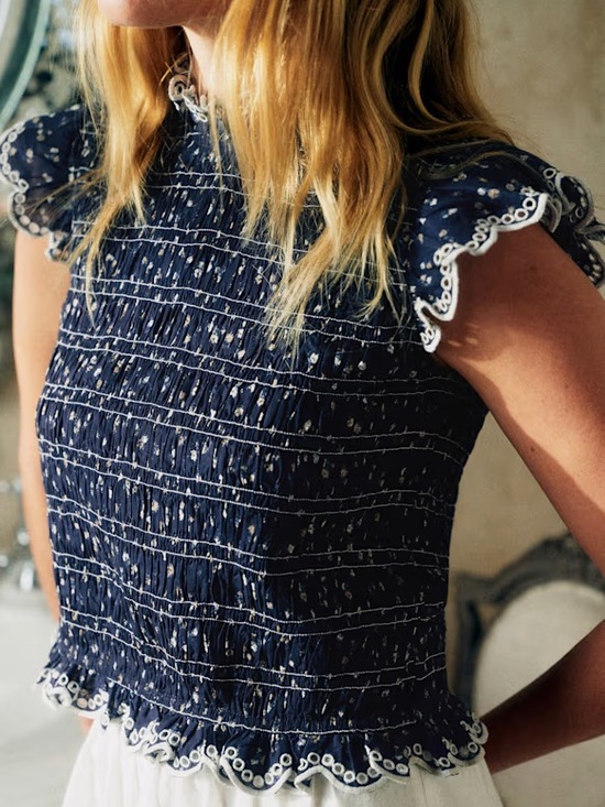 Sezane Tops - Like New Sézane Liorane Blouses in Marine with Floral Print Size 4/36